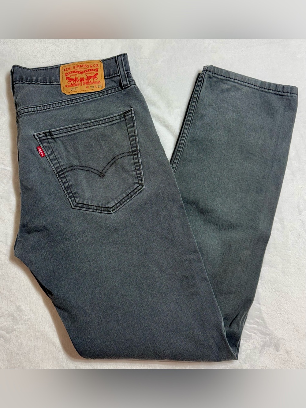 502 Levi's Men's Charcoal Wash Gray Denim Tapered Regular Fit Jeans 34W/34L